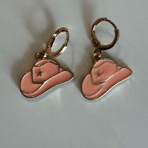 Pink Cowboy Hat Earrings